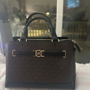 Michael Kors Black and Brown Signature Satchel